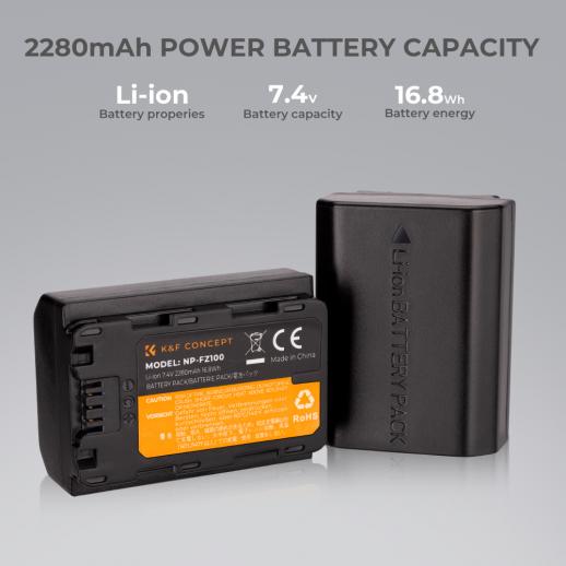 NP-FZ100 Battery Charger Set for Sony Alpha A7 III, A7R III (A7R3), A9, a6600, a7R IV, Alpha a9 II (2-Pack, Micro USB Port, 2280mAH NP-FZ100 Battery Charger Set for Sony Alpha A7 III, A7R III (A7R3), A9, a6600, a7R IV, Alpha a9 II (2-Pack, Micro USB Port, 2280mAH